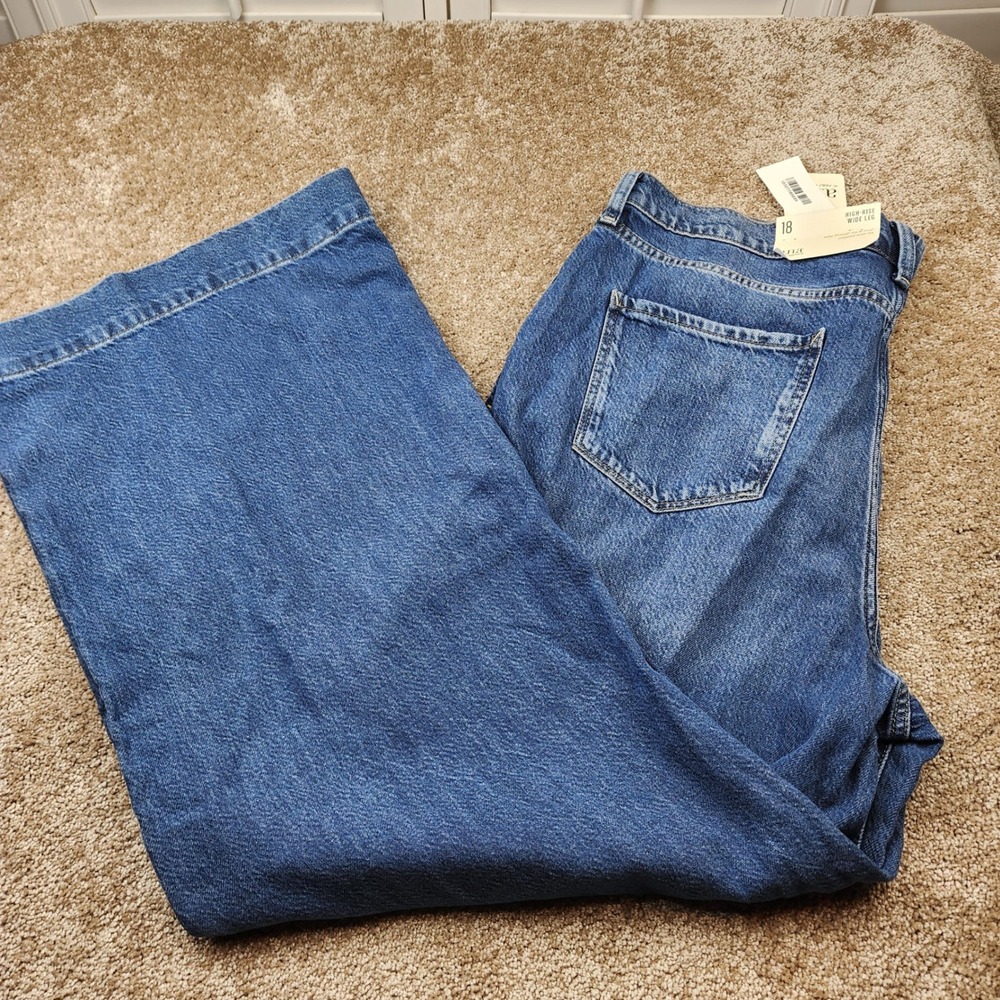a.n.a High Rise Wide Leg Cropped Jeans Medium Wash Blue Size 18 NWT